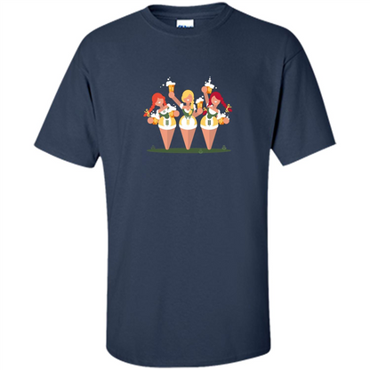 Girls with Steins Beers Oktoberfest T-shirt Navy