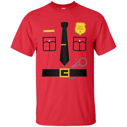 Policeman Costume T-Shirt Halloween Outfit T-shirt Red