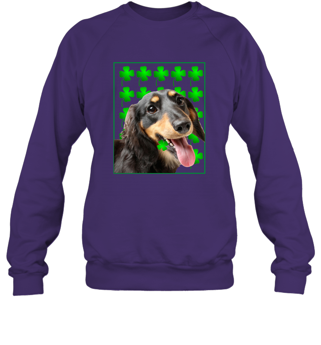 Dachshund With Shamrocks Shirt Sweatshirt Purple