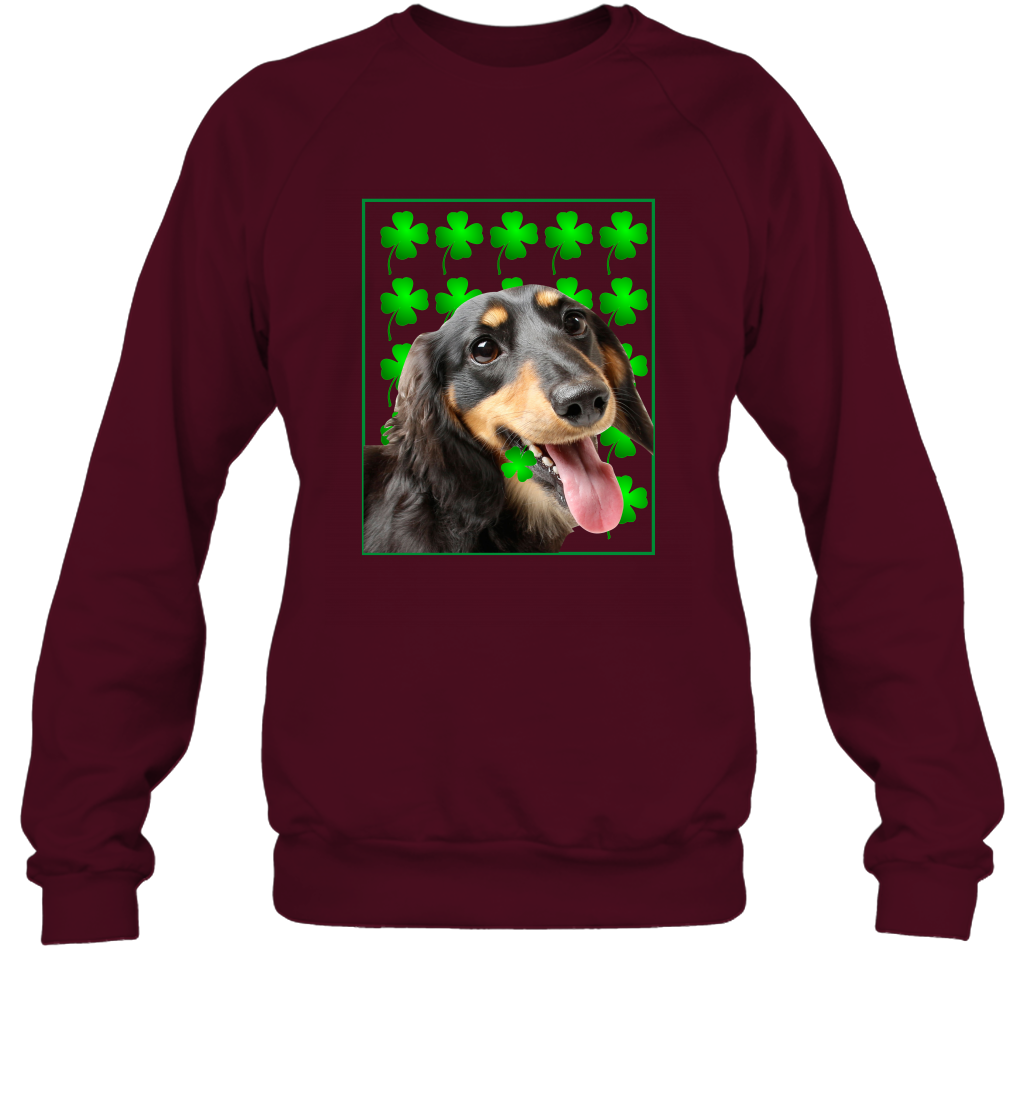 Dachshund With Shamrocks Shirt Sweatshirt Maroon