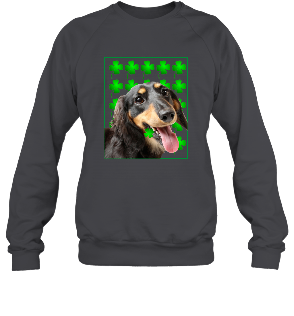Dachshund With Shamrocks Shirt Sweatshirt Dark Heather