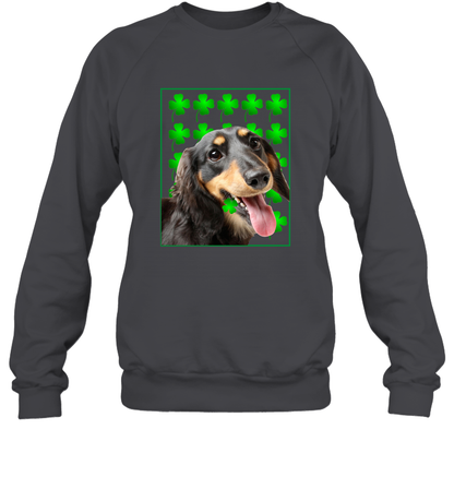 Dachshund With Shamrocks Shirt Sweatshirt Dark Heather