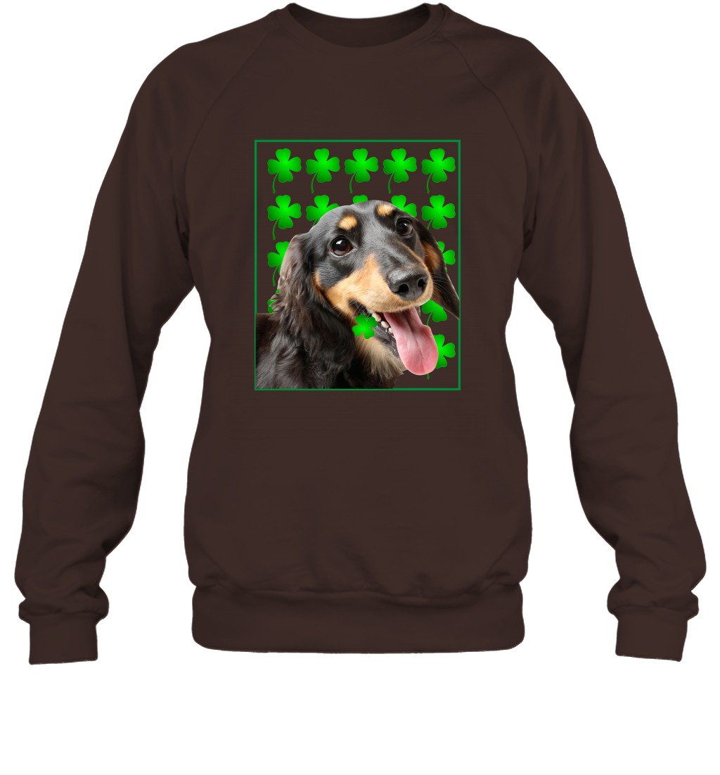 Dachshund With Shamrocks Shirt Sweatshirt Dark Chocolate