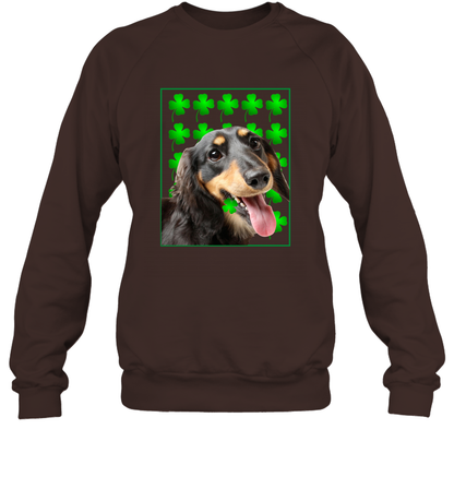 Dachshund With Shamrocks Shirt Sweatshirt Dark Chocolate