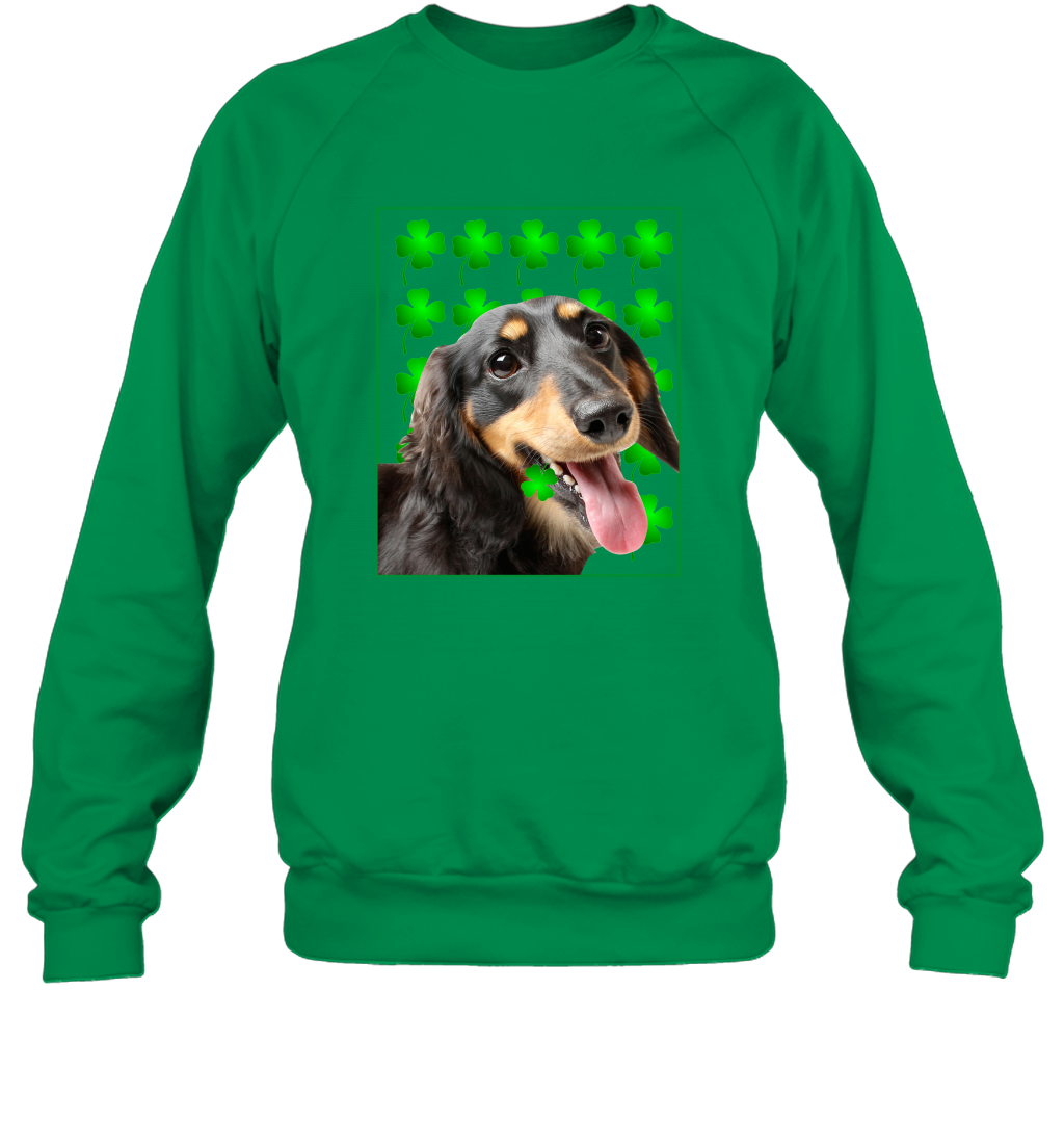 Dachshund With Shamrocks Shirt Sweatshirt Irish Green
