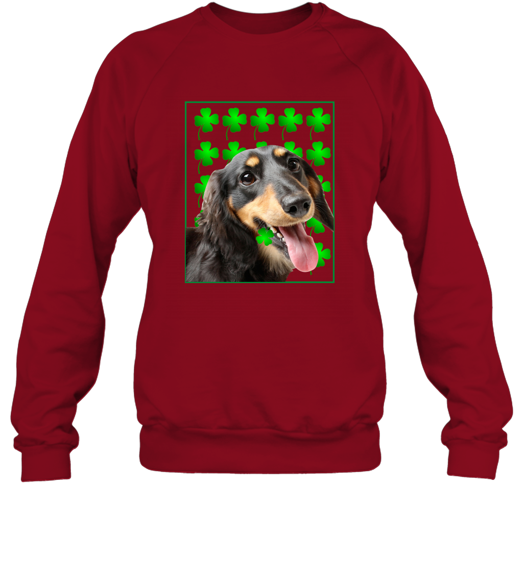 Dachshund With Shamrocks Shirt Sweatshirt Cardinal Red
