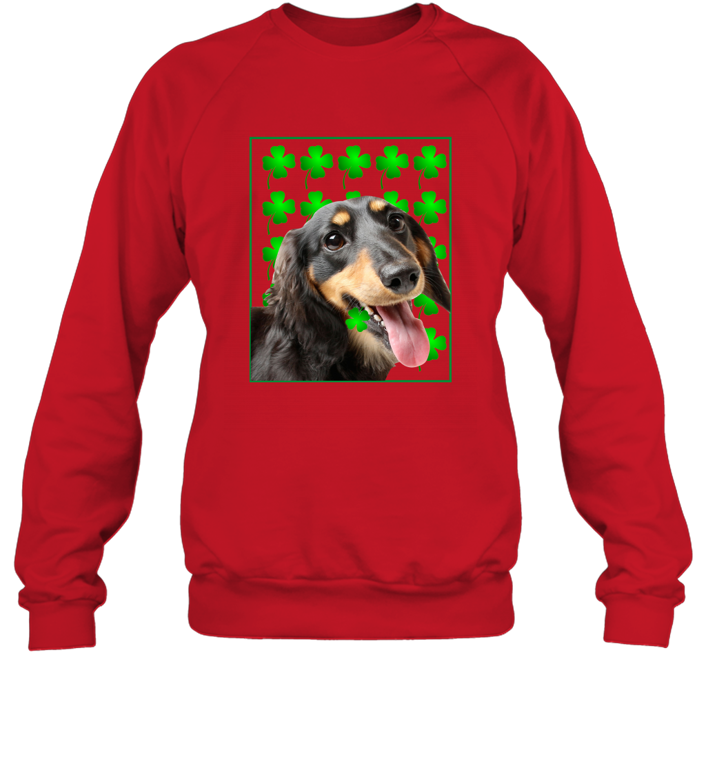 Dachshund With Shamrocks Shirt Sweatshirt Red