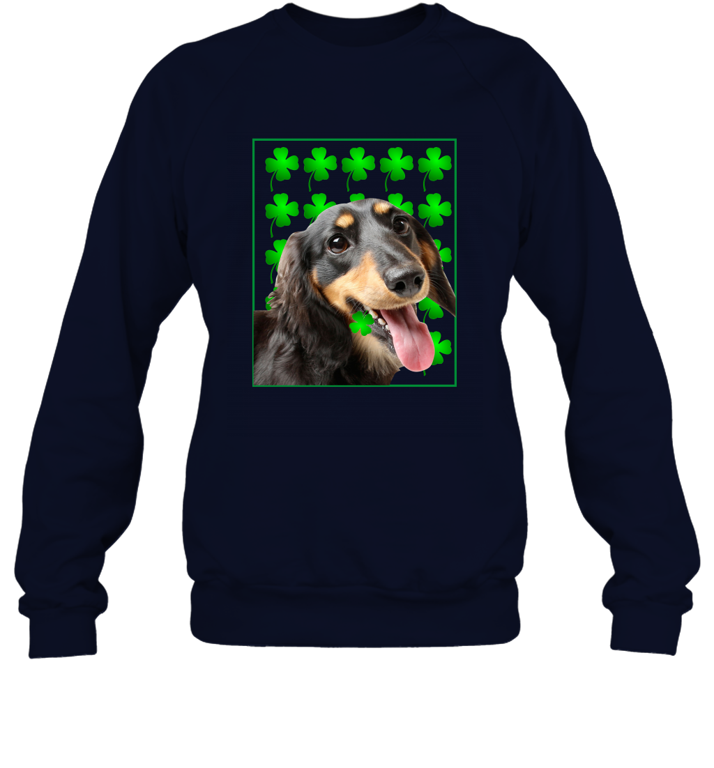 Dachshund With Shamrocks Shirt Sweatshirt Navy