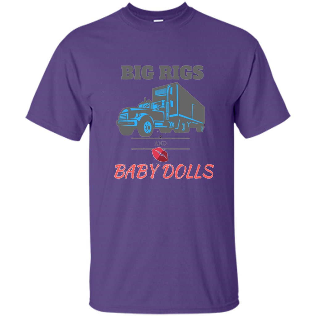Trucker T-shirt Big Rigs And Baby Dolls Purple