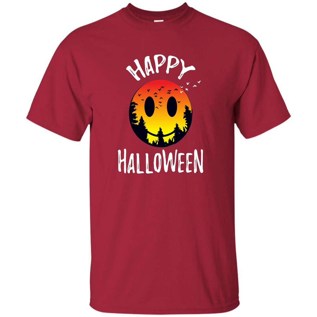 Cute Halloween T-shirt Spooky Camp Happy Face Emoji T-shirt Cardinal