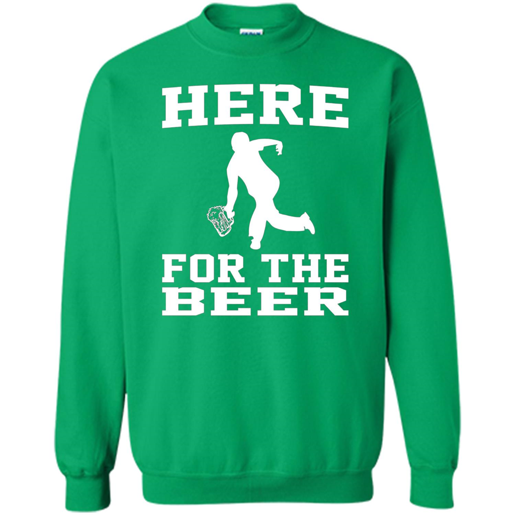 Funny Bowling Drinking Shirt Here For The Beer T-shirt Irish Green
