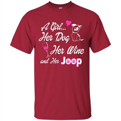 Dog T-shirt A Girl Her Dog Her Wine And Her Joop T-shirt Cardinal