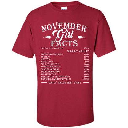 November Girl Facts T-shirt Cardinal