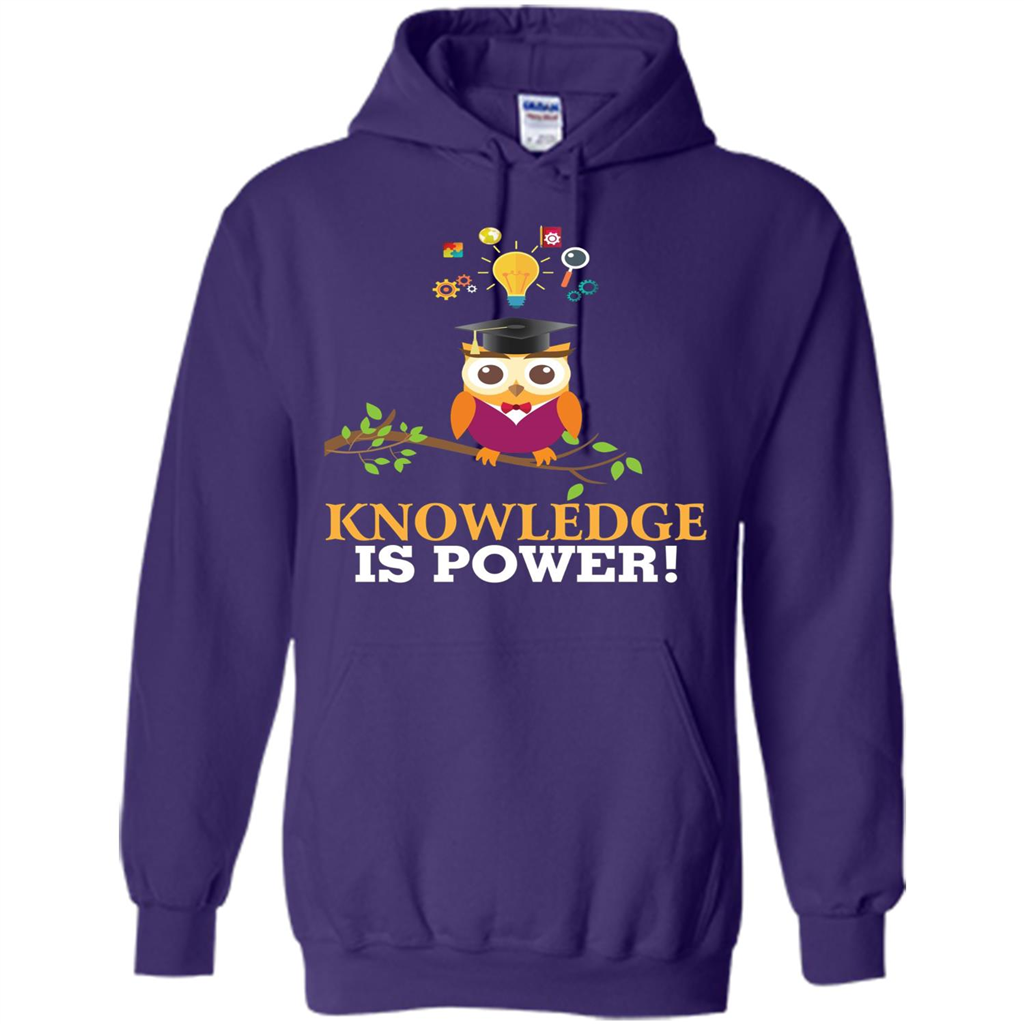 Knowledge is Power T-Shirt Cute Owl Teacher Student T-shirt Purple
