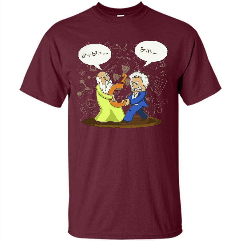 Pythagoras and Einstein T-shirt Maroon