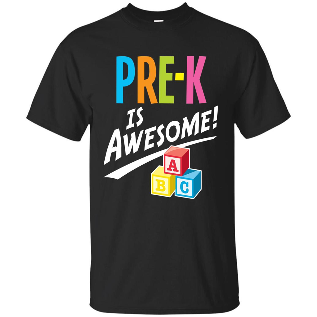 School Teacher T-shirt Pre-K Is Awesome ABC Blocks T-shirt Black