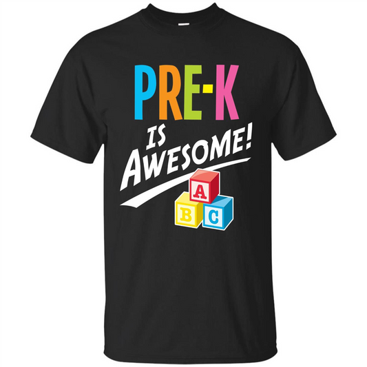 School Teacher T-shirt Pre-K Is Awesome ABC Blocks T-shirt Black