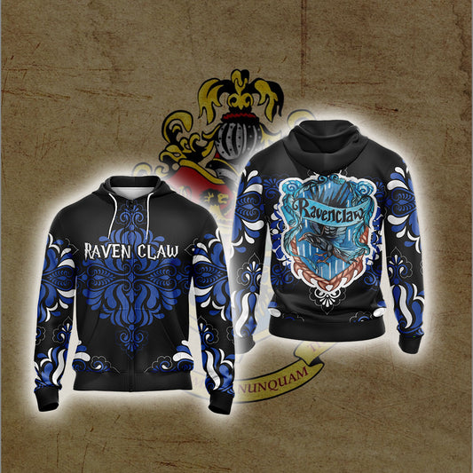 Harry Potter Hogwarts Castle - Ravenclaw House Wacky Style Version 1 Unisex Zip Up Hoodie
