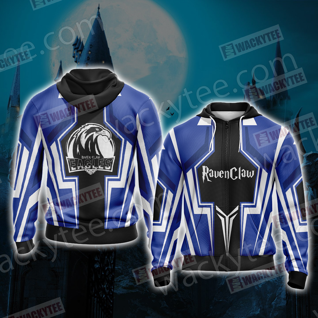 Harry Potter Hogwarts Castle - Ravenclaw House Wacky Style New Collection Unisex Zip Up Hoodie