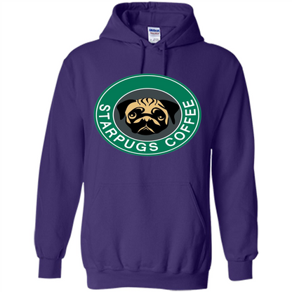 Starpugs Coffee T-shirt Pug Dog Lover T-shirt Purple