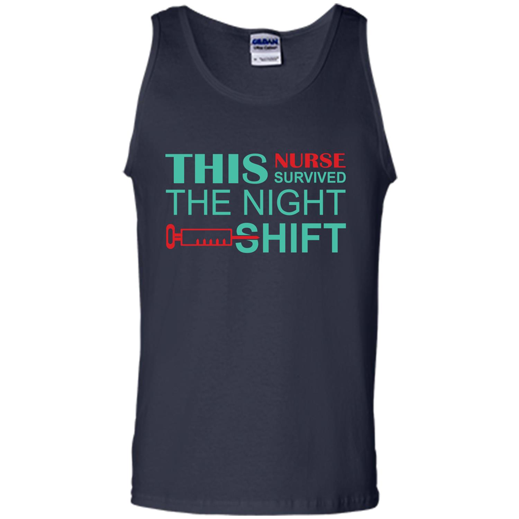 Nurse T-shirt This Nurse Survived The Night Shift Navy