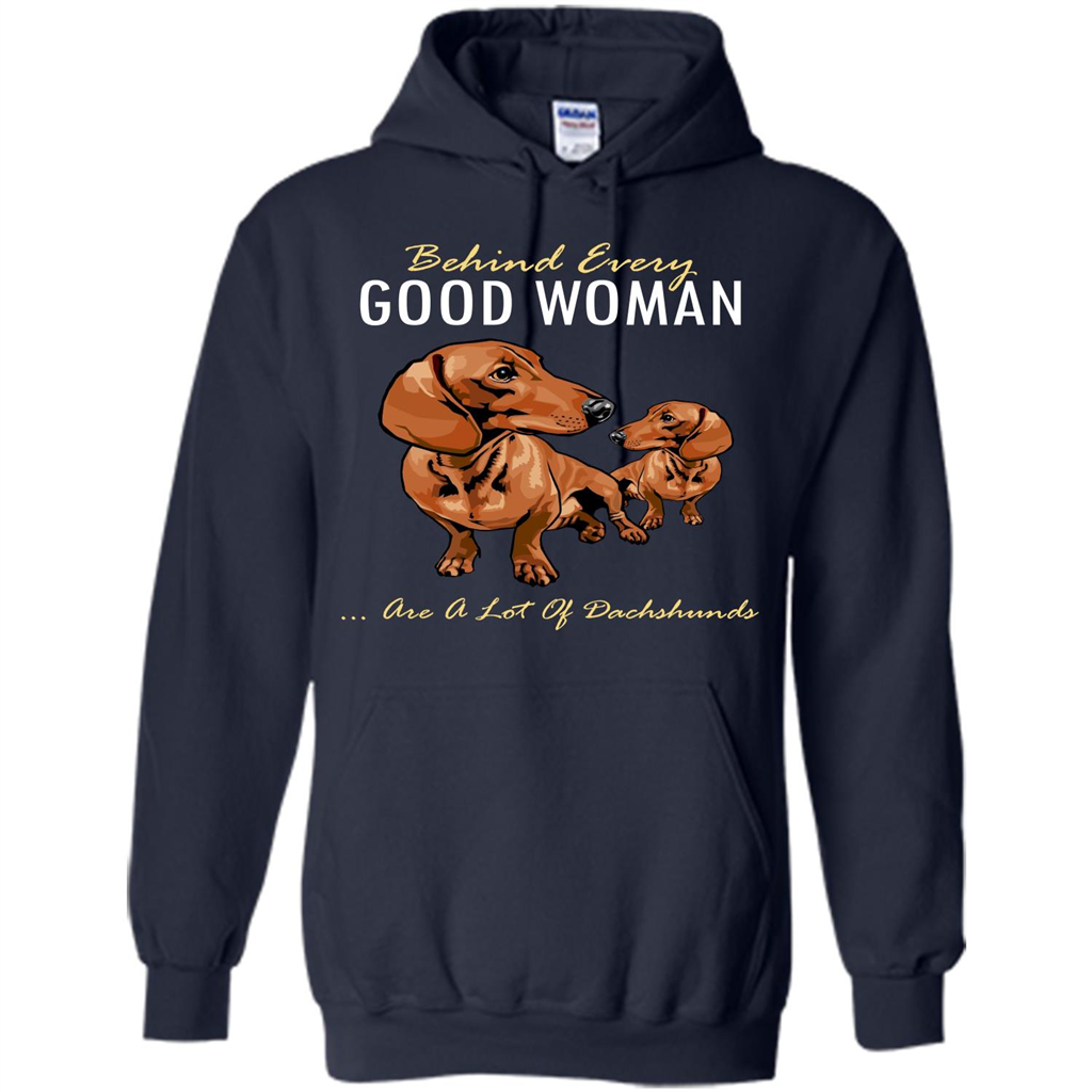 Dachshunds T-shirt Behind Every Good Woman T-shirt Navy