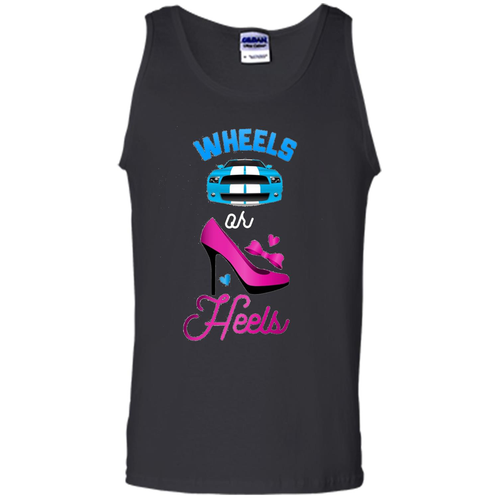 Wheels Or Heels We Love You Gender Reveal Party T-shirt Black