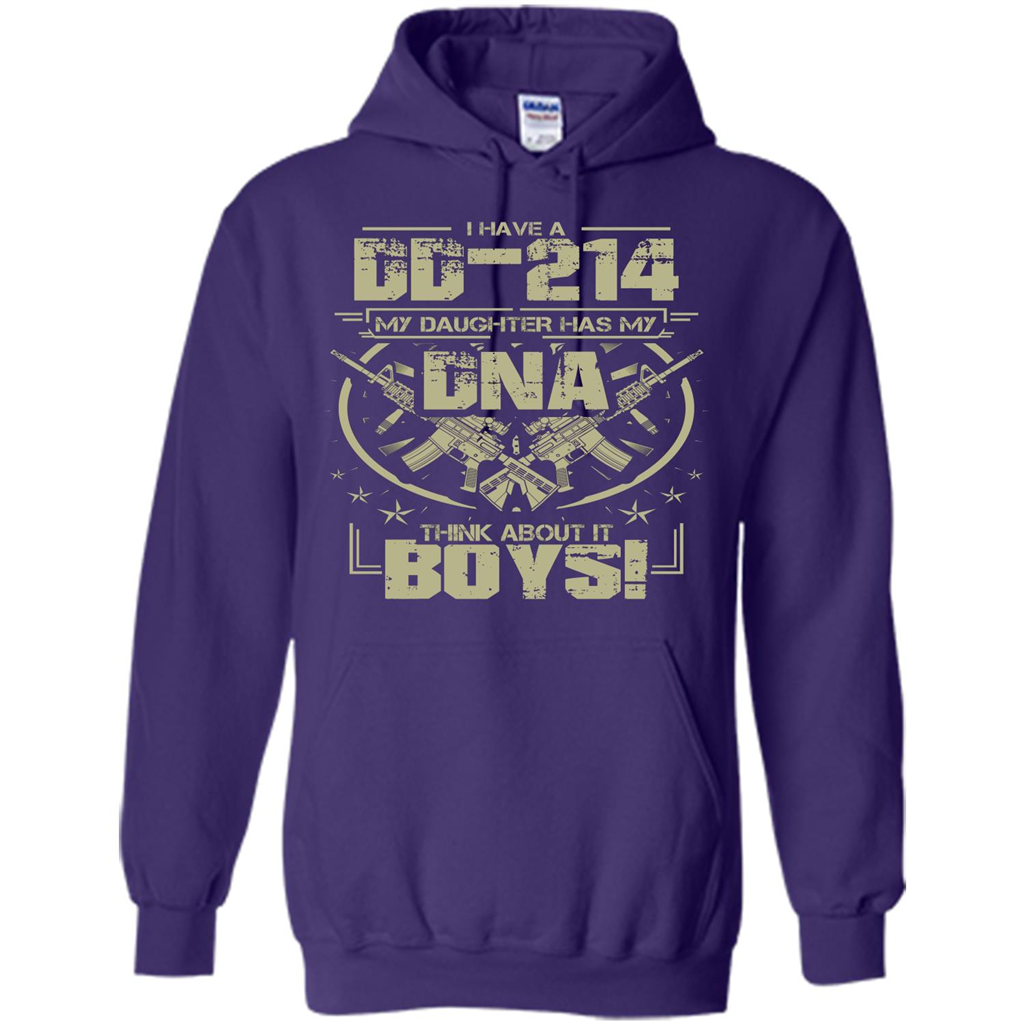 I Have A DD-214 My Daughter Has My DNA Think About It Boys T-shirt Purple