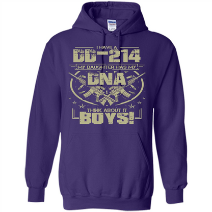 I Have A DD-214 My Daughter Has My DNA Think About It Boys T-shirt Purple