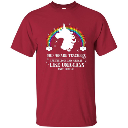 Third Grade T-shirt 3rd Grade Teachers Fabulous Unicorn T-shirt Cardinal