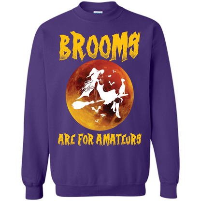 Halloween T-shirt Brooms Are For Amateurs T-shirt Purple