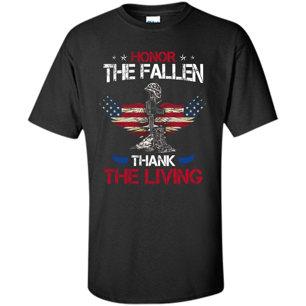 Military T-shirt Honor The Fallen Thank The Living Black