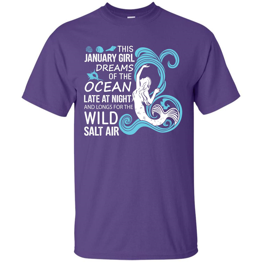 This January Girl Dreams Of The Ocean Late At Night T-shirt Purple