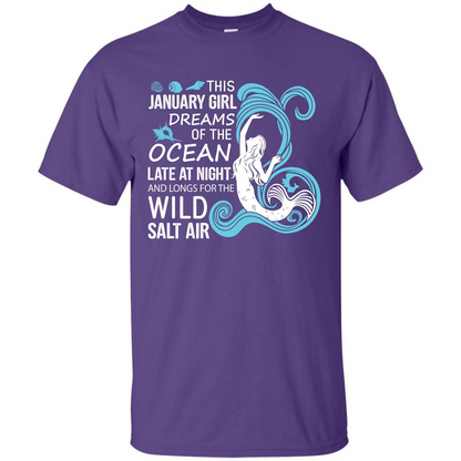 This January Girl Dreams Of The Ocean Late At Night T-shirt Purple