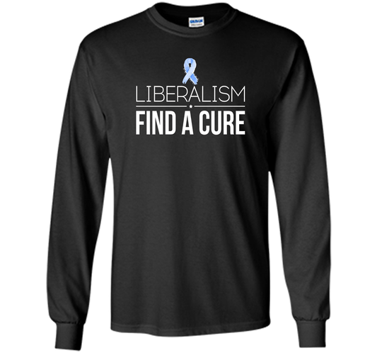 Liberalism Find a Cure T-Shirt. Democrat VS. Republican cool shirt Black