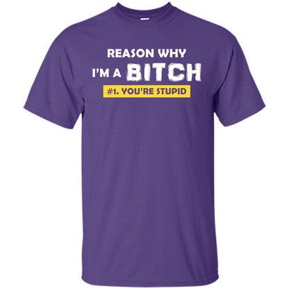 Funny T-shirt Reason Why I'm A Bitch, You're Stupid Purple