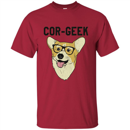 Cor-Geek Funny Corgi Nerd T-shirt Cardinal