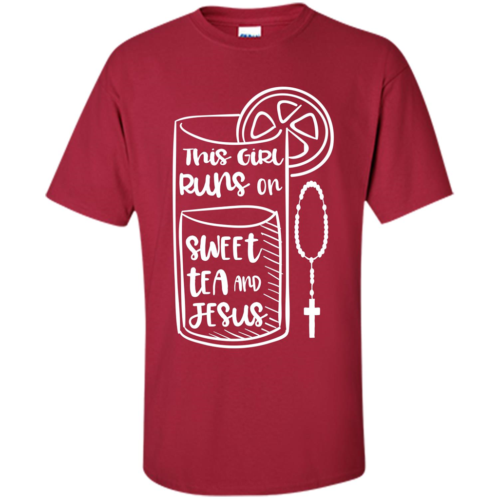 Christian T-shirt This Girl Runs on Sweet Tea and Jesus T-shirt Cardinal