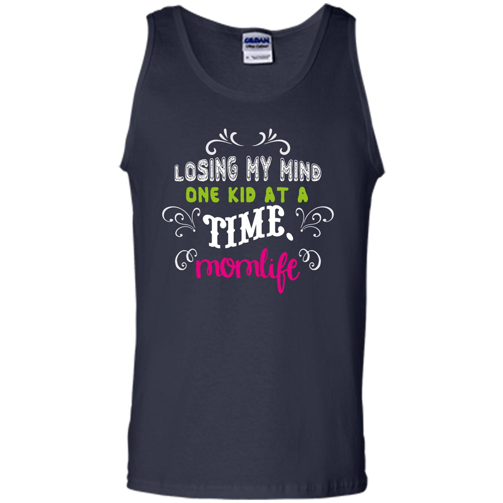 Mommy T-shirt Losing My Mind One Kid At A Time MomLife Navy