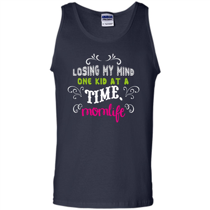 Mommy T-shirt Losing My Mind One Kid At A Time MomLife Navy
