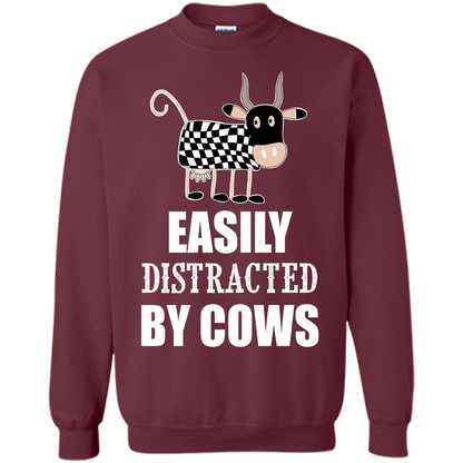 Cow T-shirt Easily Distracted By Cows T-shirt Maroon