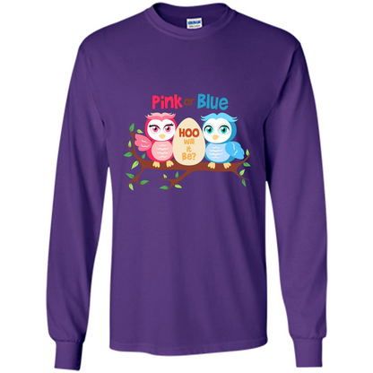 Pregnancy T-shirt Owl Pink Or Blue Hoo Will It Be Purple