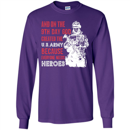 Military T-shirt And On The 9th Day God Created The U S Army Purple