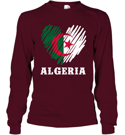 Algeria Flag Shirt Long Sleeve T-Shirt Long Sleeve T-Shirt Maroon