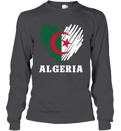 Algeria Flag Shirt Long Sleeve T-Shirt Long Sleeve T-Shirt Dark Heather