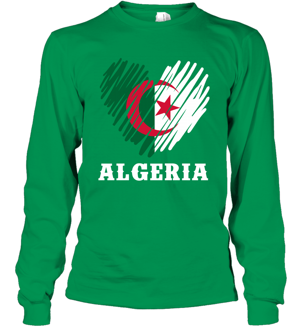 Algeria Flag Shirt Long Sleeve T-Shirt Long Sleeve T-Shirt Irish Green