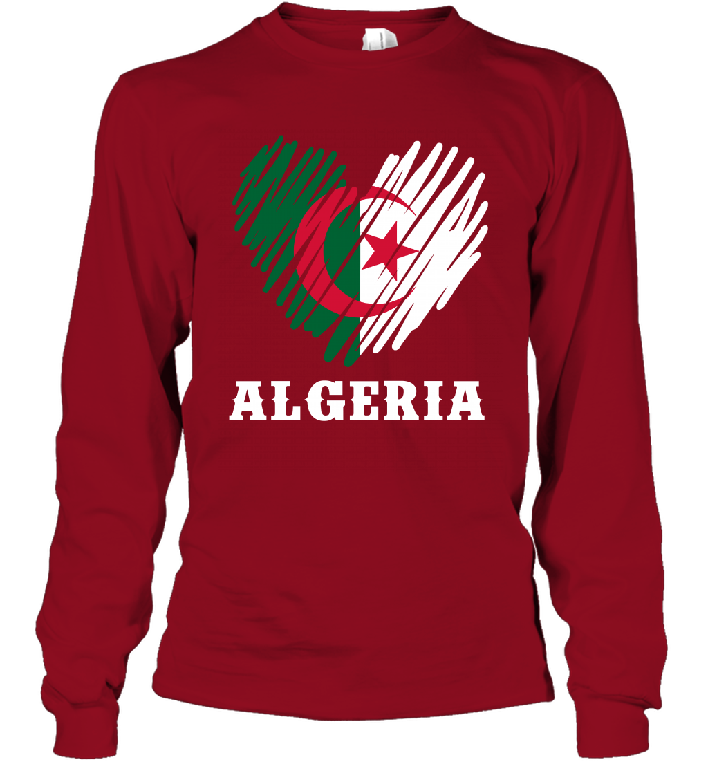 Algeria Flag Shirt Long Sleeve T-Shirt Long Sleeve T-Shirt Cardinal Red