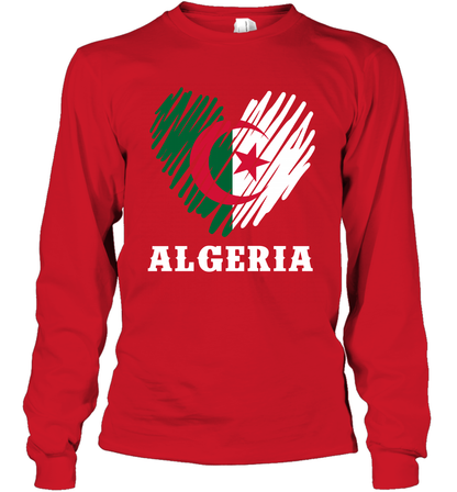 Algeria Flag Shirt Long Sleeve T-Shirt Long Sleeve T-Shirt Red