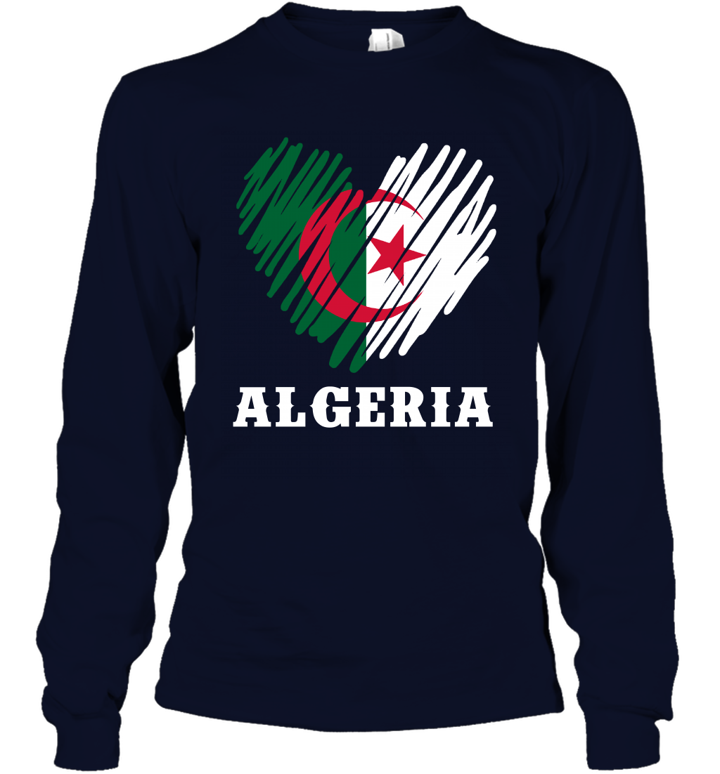 Algeria Flag Shirt Long Sleeve T-Shirt Long Sleeve T-Shirt Navy