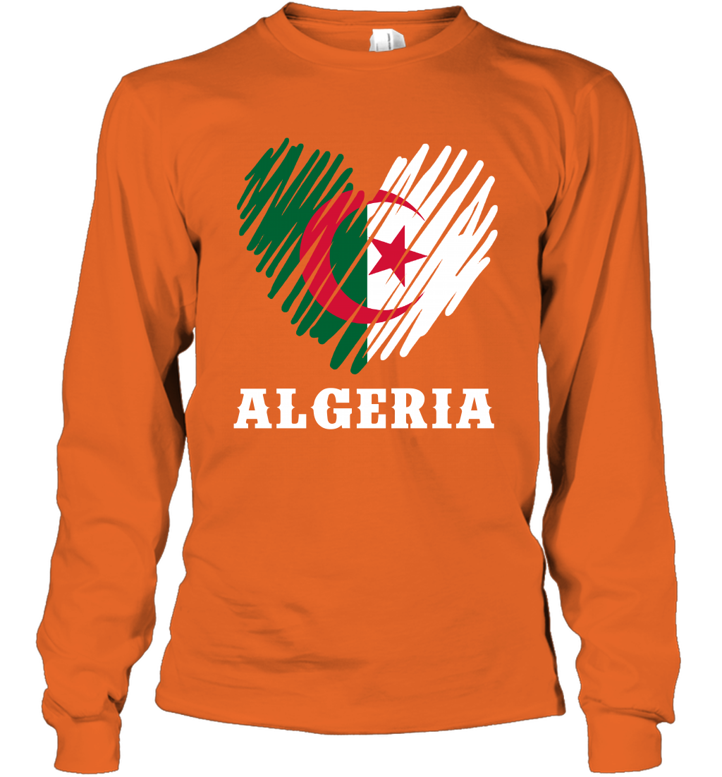 Algeria Flag Shirt Long Sleeve T-Shirt Long Sleeve T-Shirt Orange